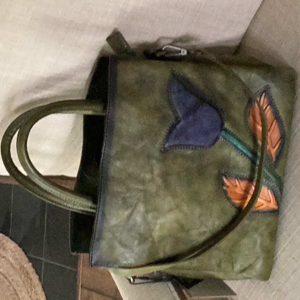 Green leather Aphison crossbody